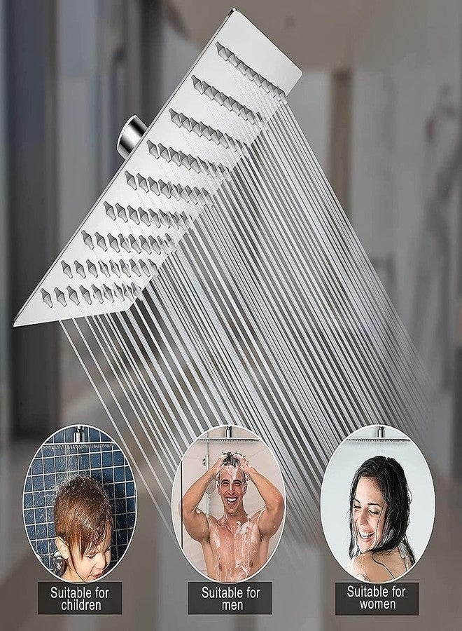 أيونيكس رأس دش مطري من الفولاذ المقاوم للصدأ 304 من IONIX، مقاس 6 بوصات، دش فاخر للحمام، مقاس 6 × 6 بوصات، مصنوع من معدن ثقيل من الدرجة SS-304، رفيع للغاية، فضي، طقم واحد - Image 2